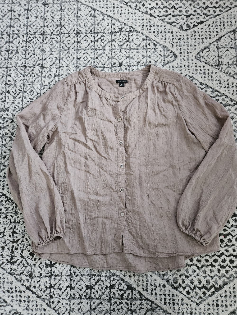 Ann Taylor Light Brown Button Down Flowy Shirt Size XS
